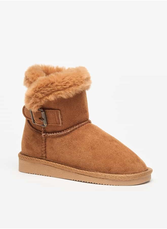 Flora Bella By Shoexpress - Girls Plush Detail Slip-On High Cut Boots - Image 1