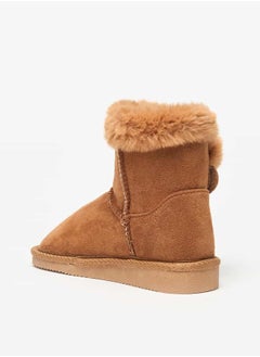 Flora Bella By Shoexpress Girls Plush Detail Slip-On High Cut Boots  - Image 2
