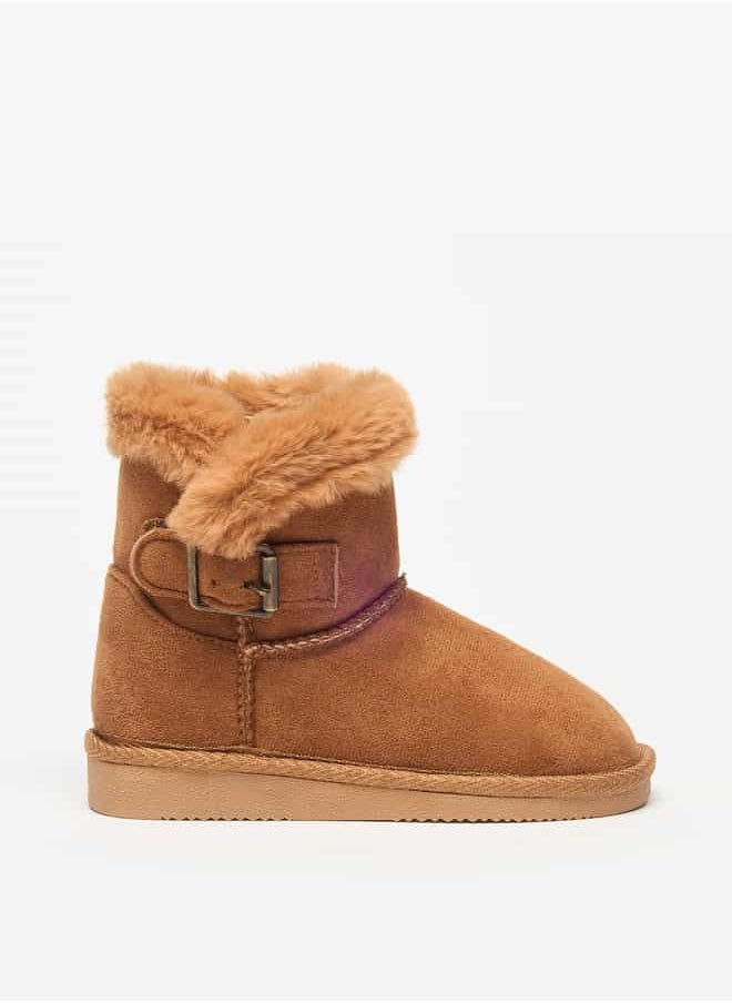 Flora Bella By Shoexpress - Girls Plush Detail Slip-On High Cut Boots - Image 1