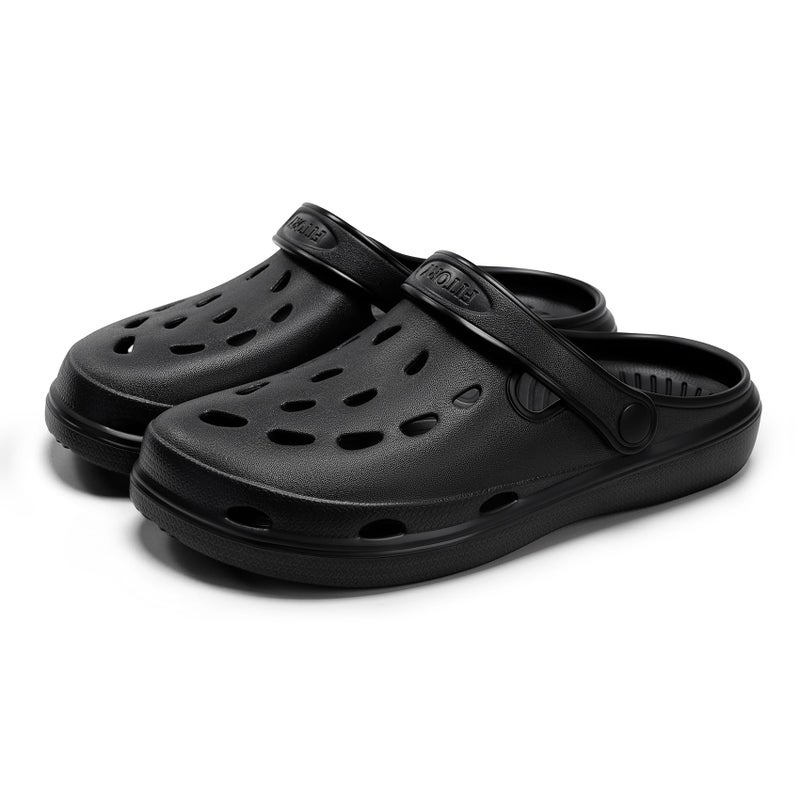 FITORY Unisex Garden Clogs, Womens and Mens EVA Slip on Shoes with Arch Support, Comfortable Quick Dry Lightweight Sandals for Beach Casual, Indoor and Outdoor Black Size 13 - Image 1