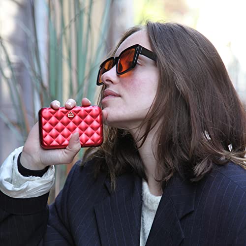 ÖGON -DESIGNS- Card holder for women, Rigid aluminum with quilted effect, RFID protection against fraud and demagnetization, Compact wallet, Lady Case HELSINKI model - Image 5