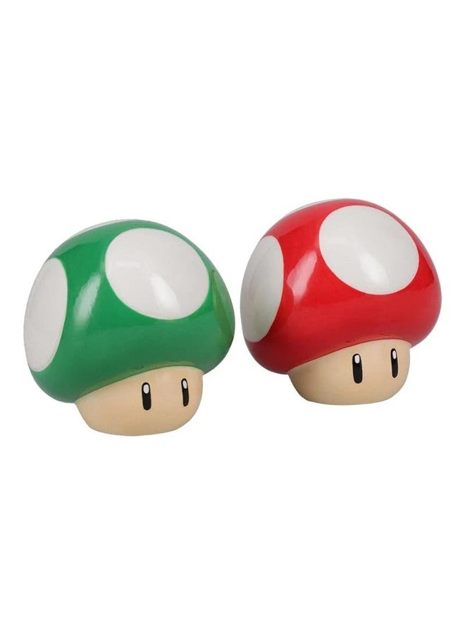 Paladone Super Mario Brothers Mushroom Salt and Pepper Shakers Officially Licensed Nintendo Red & Green 1-Up Ceramic Set for Kitchen & Home Decor, Housewarming Gift for Movie and Gaming Fans | Paladone - Image 1