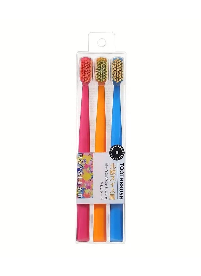 Goolsky - 3-Pack Soft Bristle Toothbrushes with Protective Caps, Full Head Manual Toothbrush Set, Polyester Bristles for Deep Cleaning, Unisex Adults, Soft Firmness - Image 1