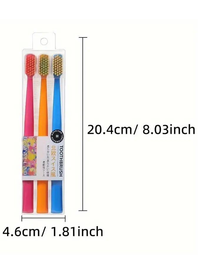 Goolsky - 3-Pack Soft Bristle Toothbrushes with Protective Caps, Full Head Manual Toothbrush Set, Polyester Bristles for Deep Cleaning, Unisex Adults, Soft Firmness - Image 1