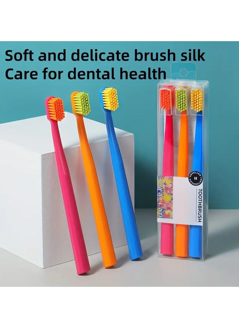 Goolsky - 3-Pack Soft Bristle Toothbrushes with Protective Caps, Full Head Manual Toothbrush Set, Polyester Bristles for Deep Cleaning, Unisex Adults, Soft Firmness - Image 1