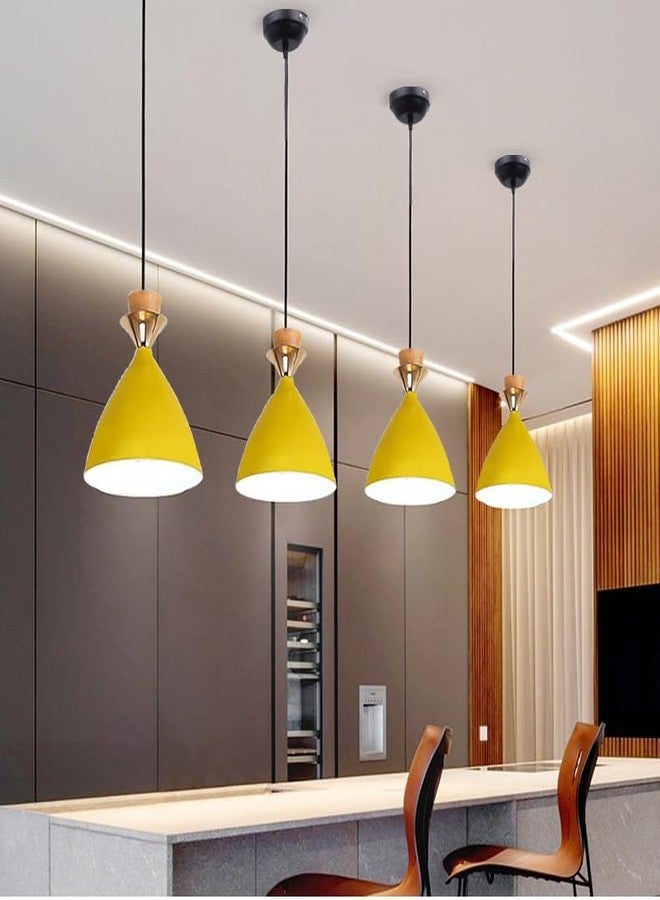 GreyWings Modern Yellow Dome Hanging Pendant Light for Ceiling, Aluminium, Antique Decor, E-27 Holder, (Bulb is not Included) Pack of 4 - Image 1