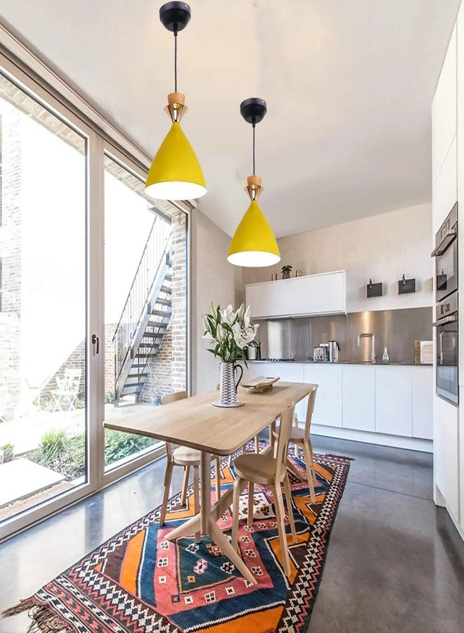 GreyWings Modern Yellow Dome Hanging Pendant Light for Ceiling, Aluminium, Antique Decor, E-27 Holder, (Bulb is not Included) Pack of 4 - Image 3