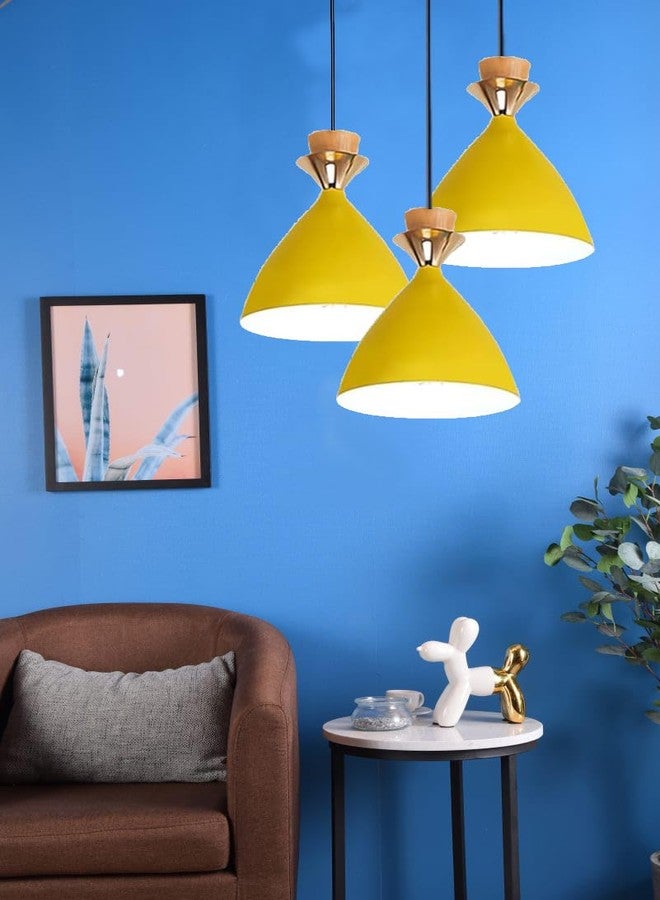 GreyWings Modern Yellow Dome Hanging Pendant Light for Ceiling, Aluminium, Antique Decor, E-27 Holder, (Bulb is not Included) Pack of 4 - Image 5