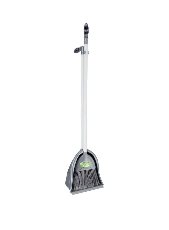Royalford SetRoyalford Plastic Broom with Dustpan Set | Dual-Textured Bristles, Long Handles | Ideal for Hard Floors, Wooden, Granite, Marble | Assorted | RF7139 Assorted - Image 1
