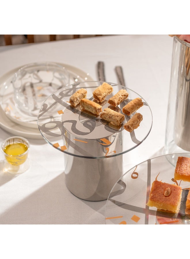 La Mesa حامل كعكة زجاجي من أولفا بالذهب والفضة 58*52*29 سم - Image 4