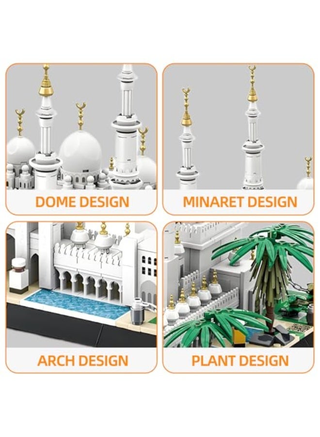 wange Sheikh Zayed Grand Mosque Building Blocks Set, 1463PCS Architecture Model Kit, World Landmark Collectible Display Building Set for Home Décor - Image 4