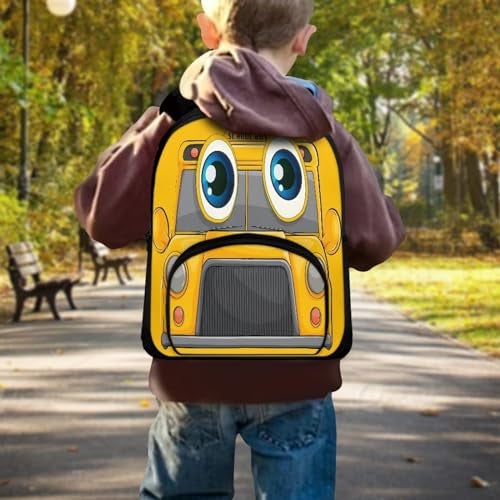 RMMRIYUE Cartoon School Bus Print Boys Girls Backpack Small Kids Backpack with Adjustable Shoulder Straps Cute Casual School Bookbag for Preschool Kindergarten Student - Image 3