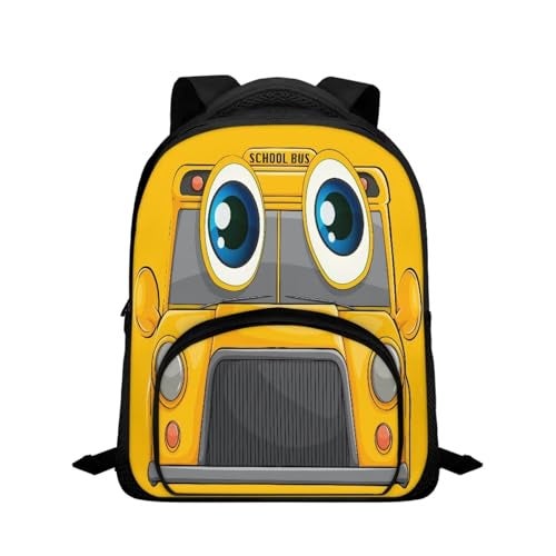 RMMRIYUE Cartoon School Bus Print Boys Girls Backpack Small Kids Backpack with Adjustable Shoulder Straps Cute Casual School Bookbag for Preschool Kindergarten Student - Image 1