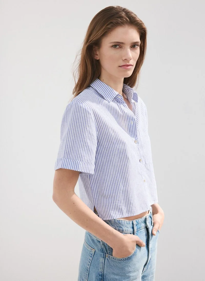 مانجو Short Sleeve Striped Shirt