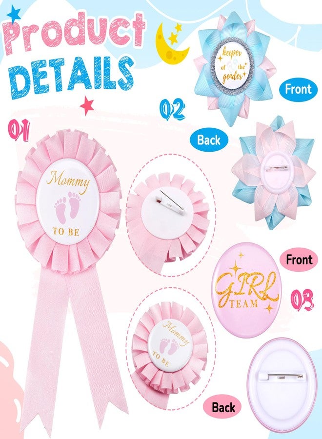 Weekgrat 63 Pcs Gender Reveal Pins Set Including 60 Team Boy or Girl Pins 2 Daddy and Mommy to Be Badge and 1 Keeper of The Gender Badge and for Reveal Game Party Decorations Creative Party Favors - Image 4