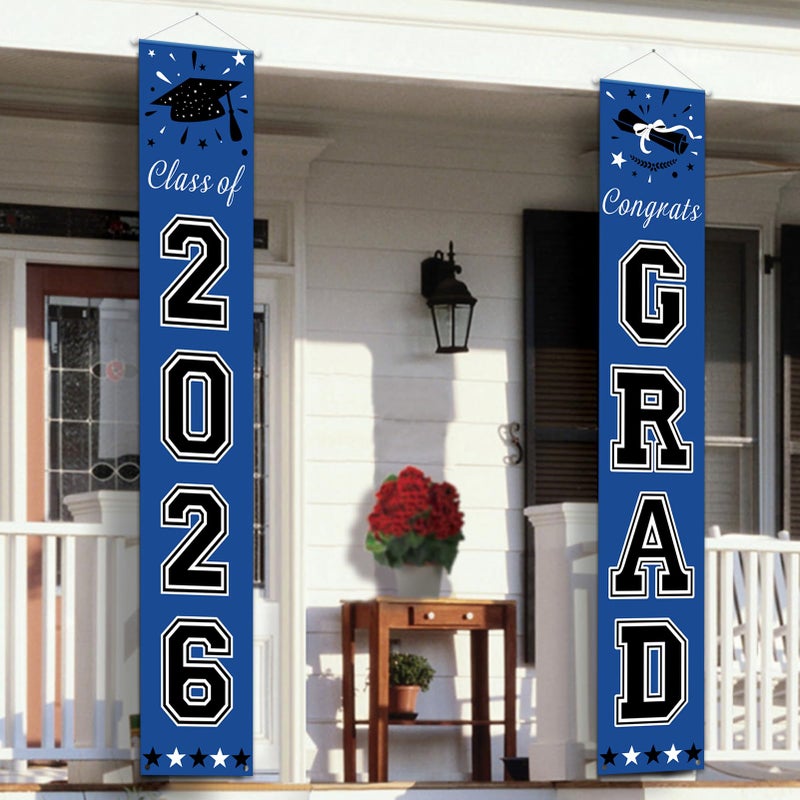 DAZONGE 2026 Graduation Decorations Blue Congrats Grad Porch Banner for Any Schools or Grades 2026 Graduation Party Decorations - Image 3