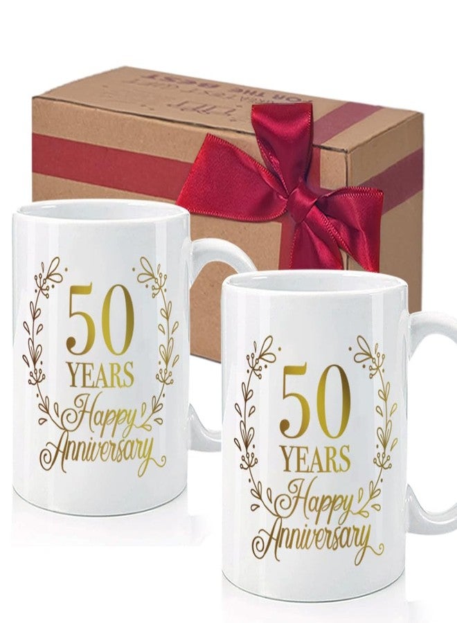 HIWERAN 50th Wedding Anniversary Mug Gift for Couples Grandparents, 50th Anniversary Mug Gifts for Parents, Happy Anniversary Coffee for Grandpa Grandma, 50 Year Parents Anniversary Mug 11Oz - Image 1