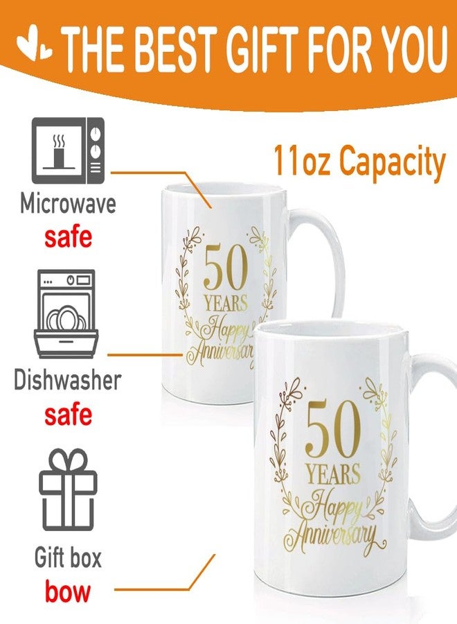 HIWERAN 50th Wedding Anniversary Mug Gift for Couples Grandparents, 50th Anniversary Mug Gifts for Parents, Happy Anniversary Coffee for Grandpa Grandma, 50 Year Parents Anniversary Mug 11Oz - Image 4