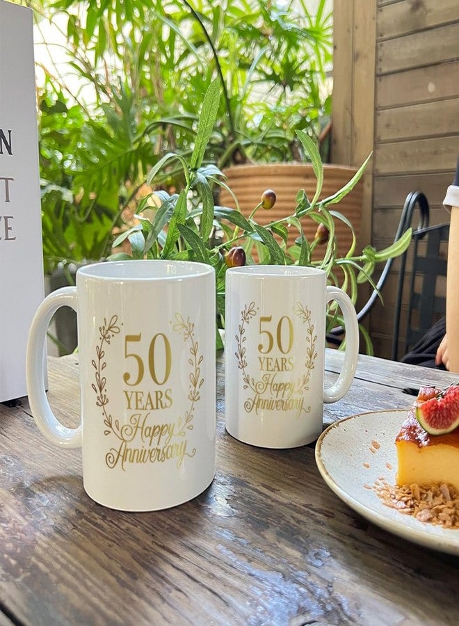 HIWERAN 50th Wedding Anniversary Mug Gift for Couples Grandparents, 50th Anniversary Mug Gifts for Parents, Happy Anniversary Coffee for Grandpa Grandma, 50 Year Parents Anniversary Mug 11Oz - Image 2