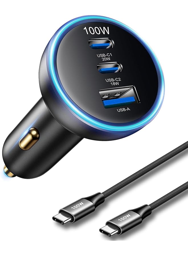 PINREK 138W Macbook Car Charger Fast Charging, 3-Port Usb Car Charger Type-C, Pd100W Super Fast Car Adapter, Compatible With Macbook Laptop, Galaxy S24/S23/S22 Series, Iphone 16/15 Series - Image 1