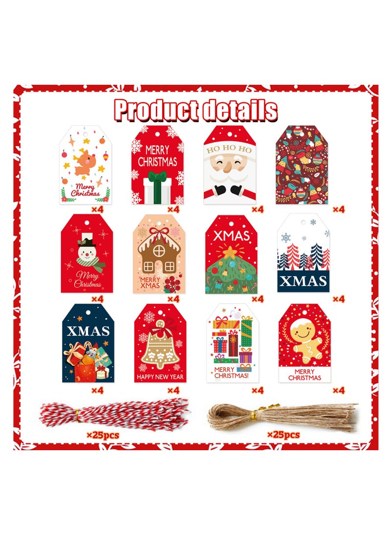 هايلاند 48 قطعة من بطاقات هدايا عيد الميلاد المجيد مع خيوط - Image 2