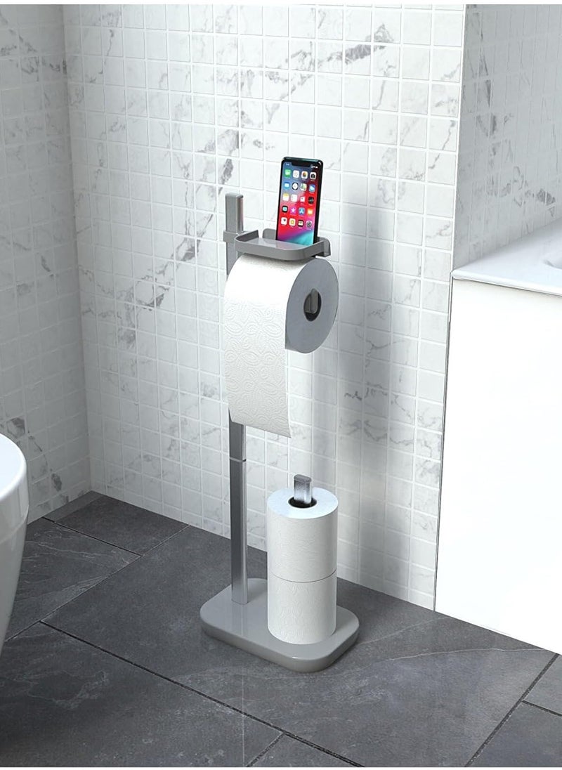 Primanova - Primanova Plastic And Aluminum Toilet Paper Holder With Mobile Holder-Grey - Image 1