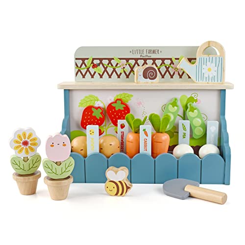 PairPear Flower Garden Toy Playset,Toddlers Wooden Toys Play Food Set for Girls Boys 3 Years and Up - Image 1