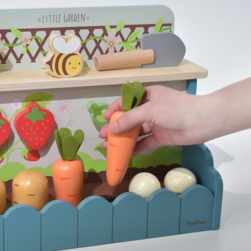 PairPear Flower Garden Toy Playset,Toddlers Wooden Toys Play Food Set for Girls Boys 3 Years and Up - Image 2