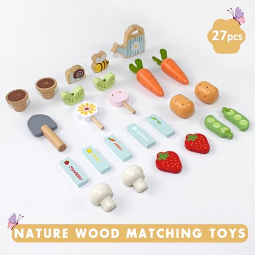 PairPear Flower Garden Toy Playset,Toddlers Wooden Toys Play Food Set for Girls Boys 3 Years and Up - Image 4