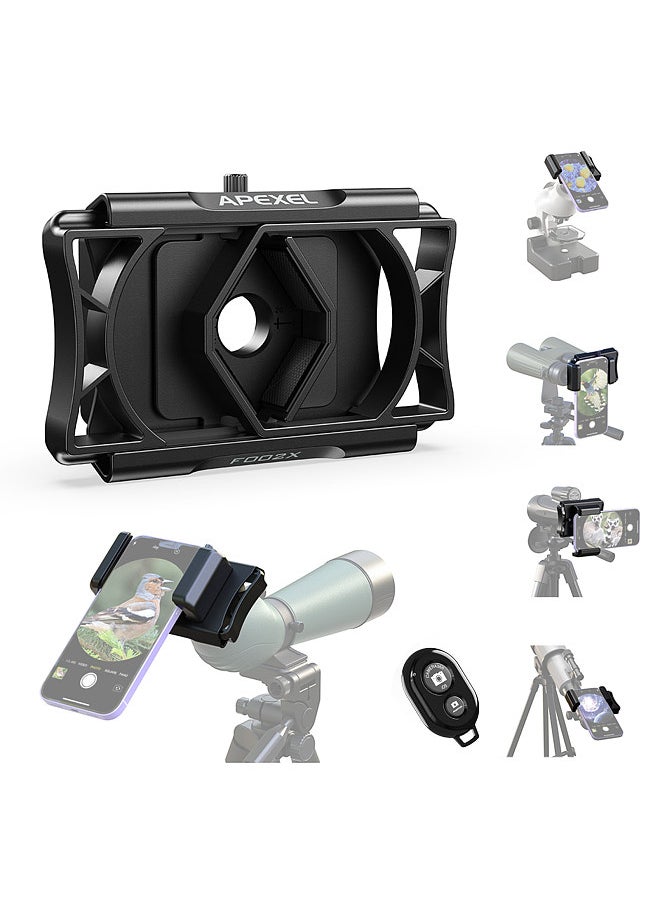 APEXEL APL-F002X Telescope Phone Adapter 360° Rotatable Phone Mount for Telescope Phone Holder for Monocular Microscope Spotting Binocular Photo Adapter Smartphone Digiscoping Adapter with Remote Shutter  - Image 1