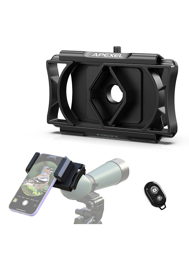 APEXEL APL-F002X Telescope Phone Adapter 360° Rotatable Phone Mount for Telescope Phone Holder for Monocular Microscope Spotting Binocular Photo Adapter Smartphone Digiscoping Adapter with Remote Shutter  - Image 4