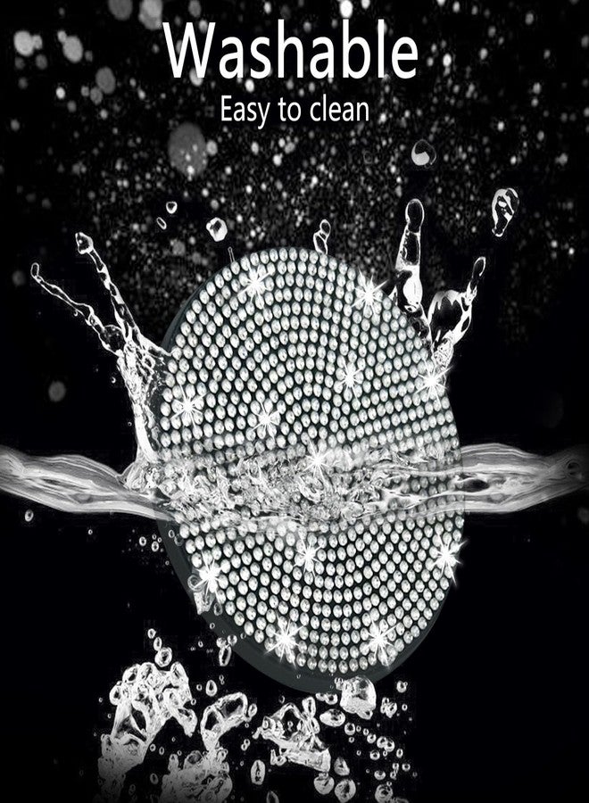 NBTEPEM 2pcs Bling Car Cup Holder Coasters & 2pcs Push Start Button , 2.75 inch Anti-Slip Shockproof Universal Vehicle Coasters Insert, Bling Car Interior Accessories for Women Suits for Most Cars (White) - Image 3