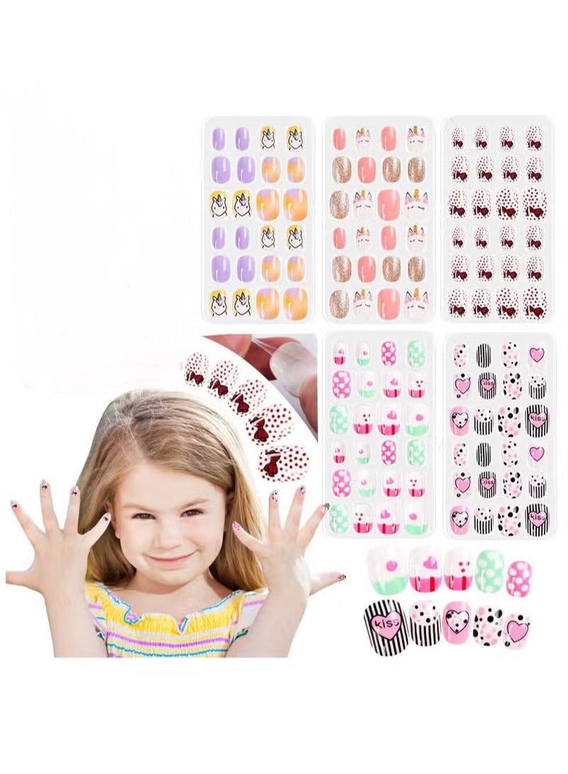 دوبورك 120 قطعة لطيفة الأظافر خطأ multicolour ، الأطفال يضغطون على الأظافر أطفال ، 120 قطعة نصيحة اصطناعية مزيفة الفتيات كاملة أظاف الأظافر الخاطئة للديكور - Image 1