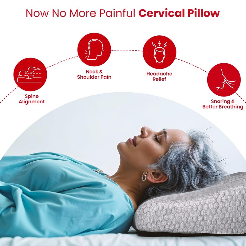 AGEasy Antara Cervical Pillow for Neck, Back & Shoulder Pain, Improves Posture & Spinal Alignment | Orthopedic Cushion with 100% Memory Foam & Skin Friendly Cover - Image 3