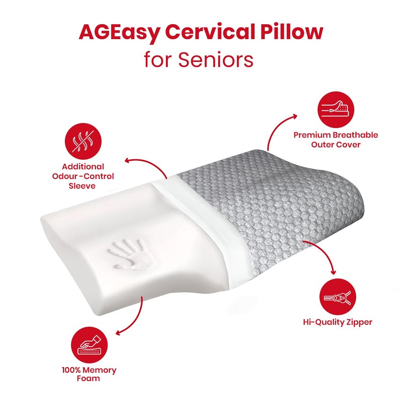 AGEasy Antara Cervical Pillow for Neck, Back & Shoulder Pain, Improves Posture & Spinal Alignment | Orthopedic Cushion with 100% Memory Foam & Skin Friendly Cover - Image 2
