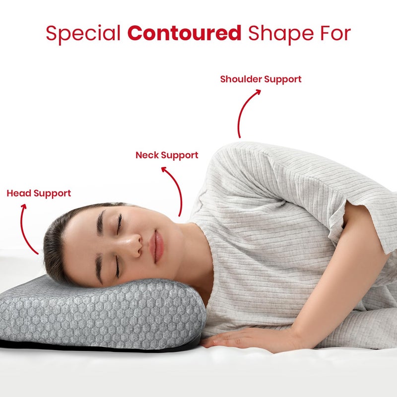 AGEasy Antara Cervical Pillow for Neck, Back & Shoulder Pain, Improves Posture & Spinal Alignment | Orthopedic Cushion with 100% Memory Foam & Skin Friendly Cover - Image 5