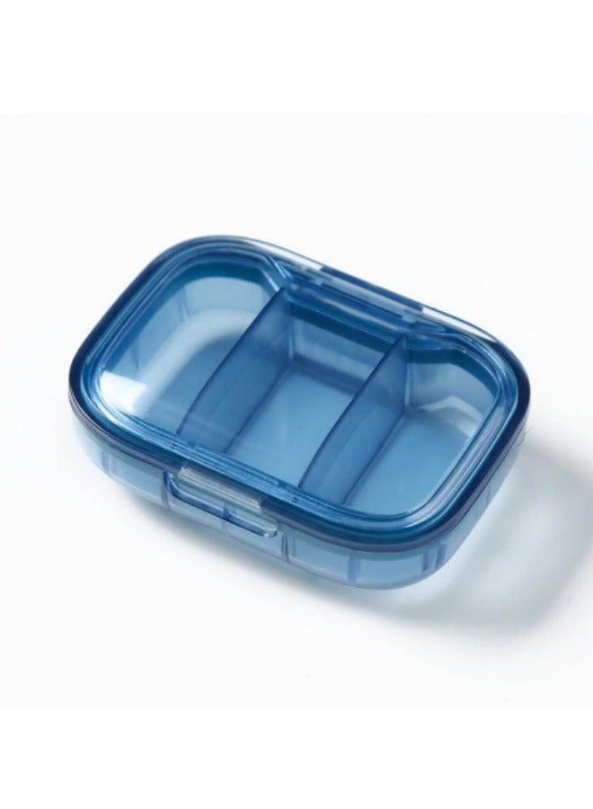 Portable Pill Box 3 Compartments Pill Storage Box Blue - Image 1