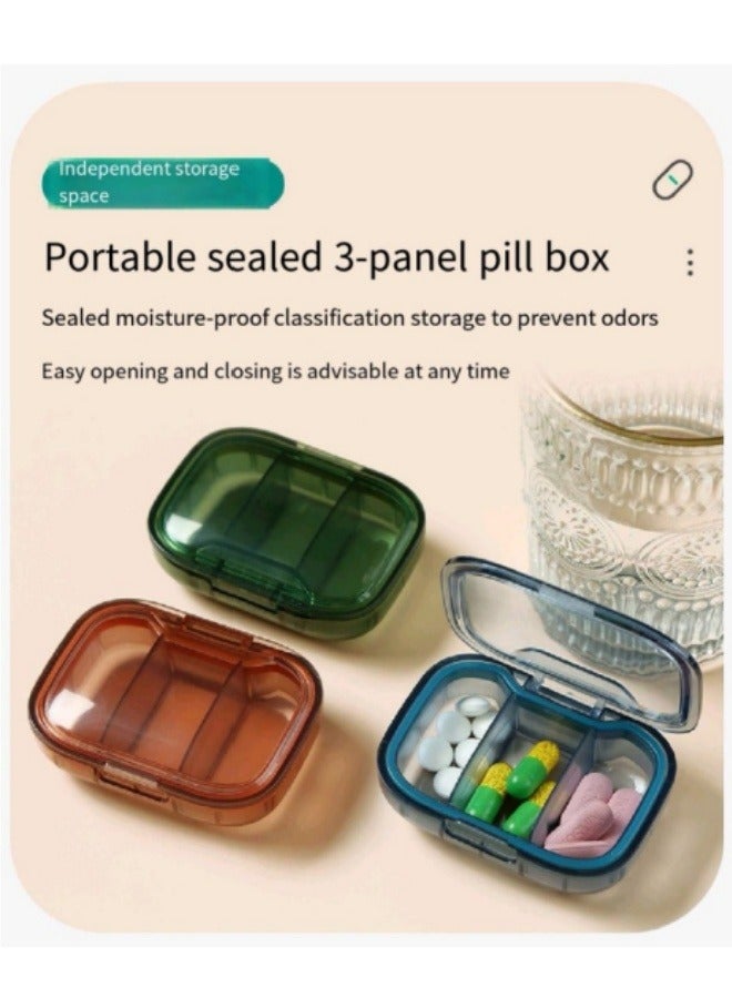 Portable Pill Box 3 Compartments Pill Storage Box Blue - Image 2