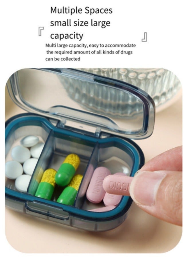 Portable Pill Box 3 Compartments Pill Storage Box Blue - Image 4