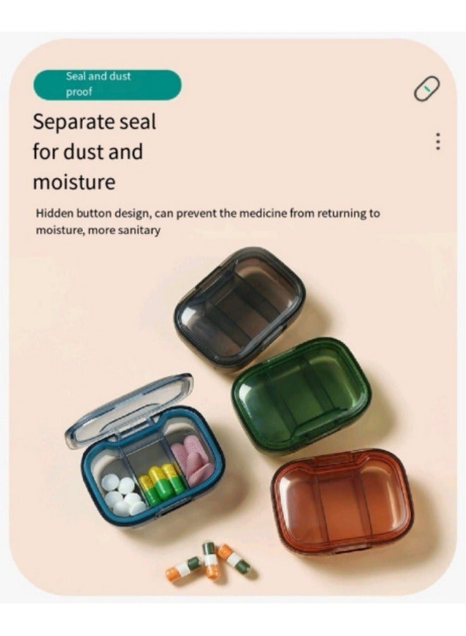 Portable Pill Box 3 Compartments Pill Storage Box Blue - Image 5