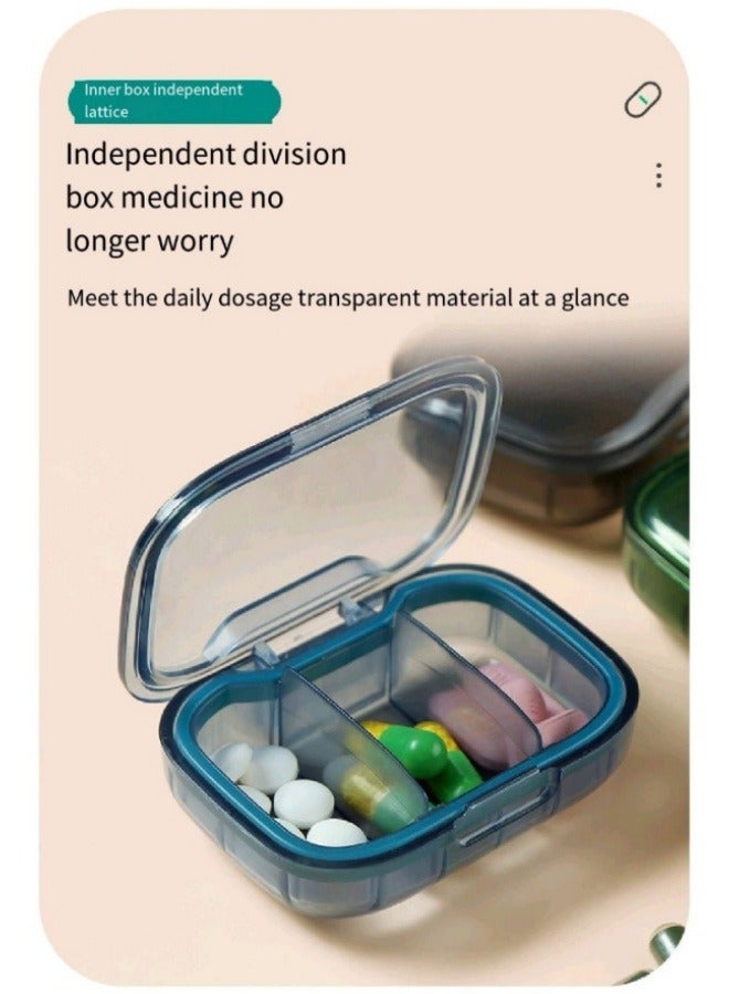 Portable Pill Box 3 Compartments Pill Storage Box Blue - Image 3