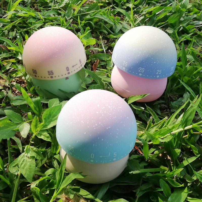 NUOSWEK Mechanical Kitchen Timer, Cute Mushroom Timer for Kids, Wind Up 60 Minutes Manual Countdown Timer for Classroom, Home, Study and Cooking (Pink Base) - Image 5