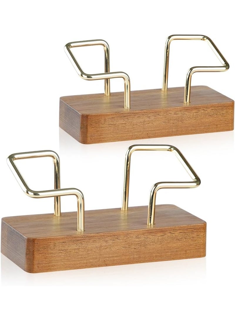 عام **حامل بطاقات عمل خشبي للمكتب - بتصميم أنيق مع لمسات ذهبية لتنسيق مساحة العمل وتنظيم البطاقات والبطاقات البريدية** - Image 1