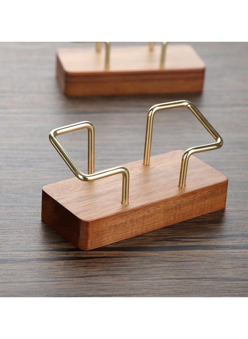 عام **حامل بطاقات عمل خشبي للمكتب - بتصميم أنيق مع لمسات ذهبية لتنسيق مساحة العمل وتنظيم البطاقات والبطاقات البريدية** - Image 4
