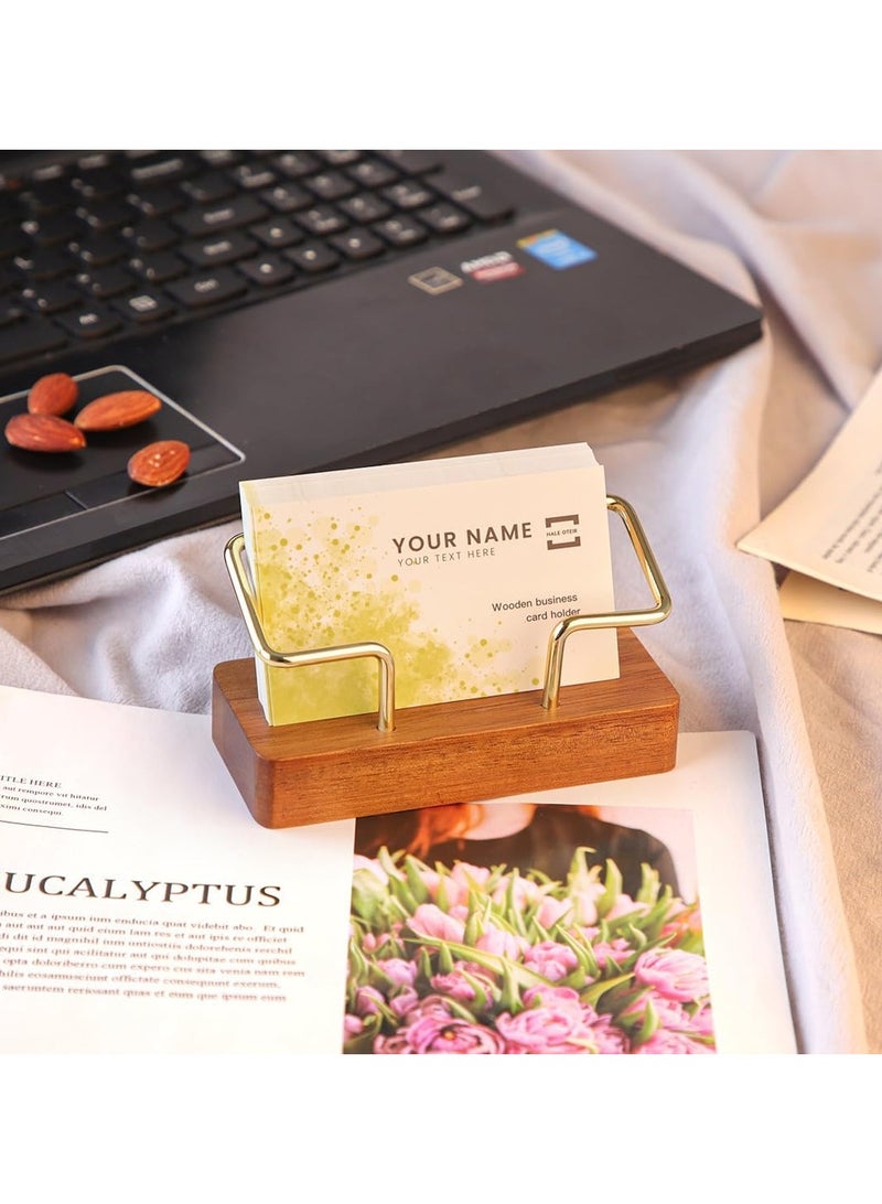 عام **حامل بطاقات عمل خشبي للمكتب - بتصميم أنيق مع لمسات ذهبية لتنسيق مساحة العمل وتنظيم البطاقات والبطاقات البريدية** - Image 3