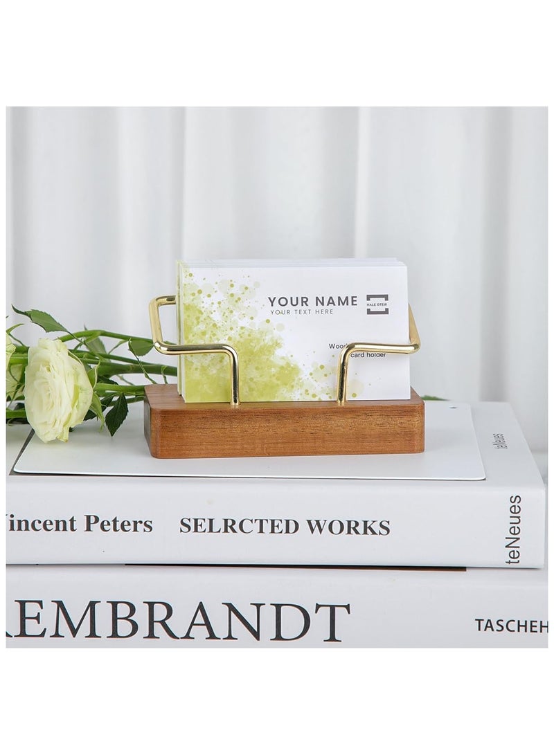 عام **حامل بطاقات عمل خشبي للمكتب - بتصميم أنيق مع لمسات ذهبية لتنسيق مساحة العمل وتنظيم البطاقات والبطاقات البريدية** - Image 2