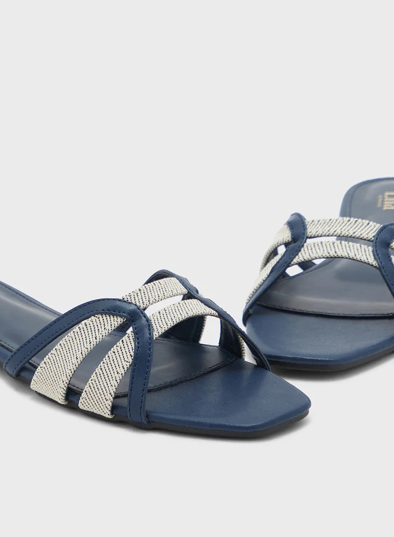 ELLA Color Block Strappy Flat Sandal