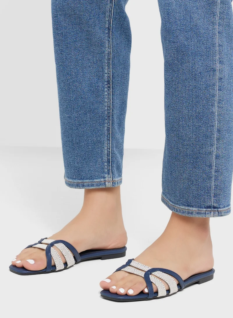 ELLA Color Block Strappy Flat Sandal