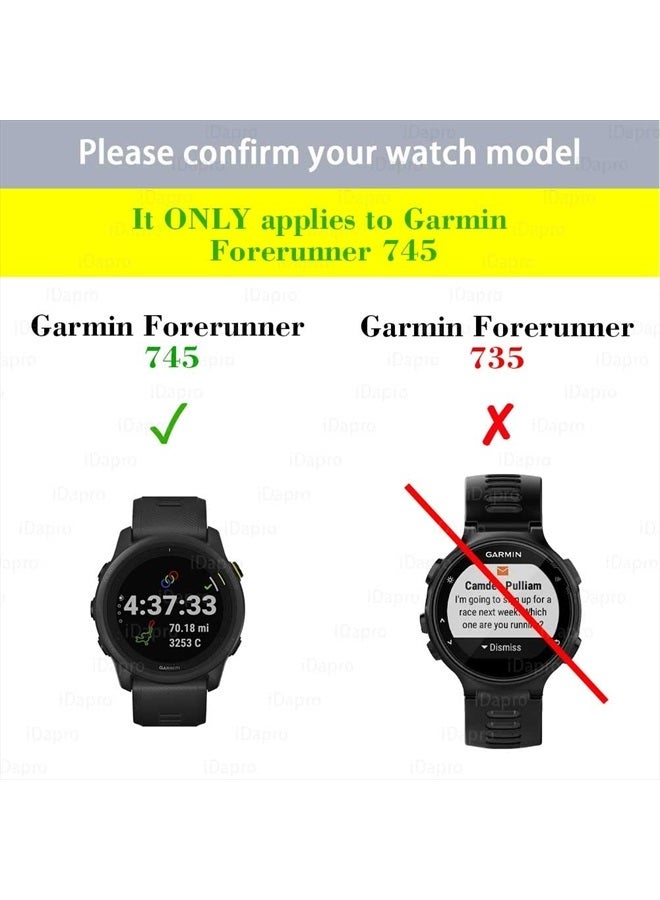 iDaPro [4 Pack] Screen Protector for Garmin Forerunner 745 Running/Triathlon Smartwatch + Silicone Anti-dust Plugs, iDaPro Tempered Glass Anti-Scratch Bubble-Free - Image 2