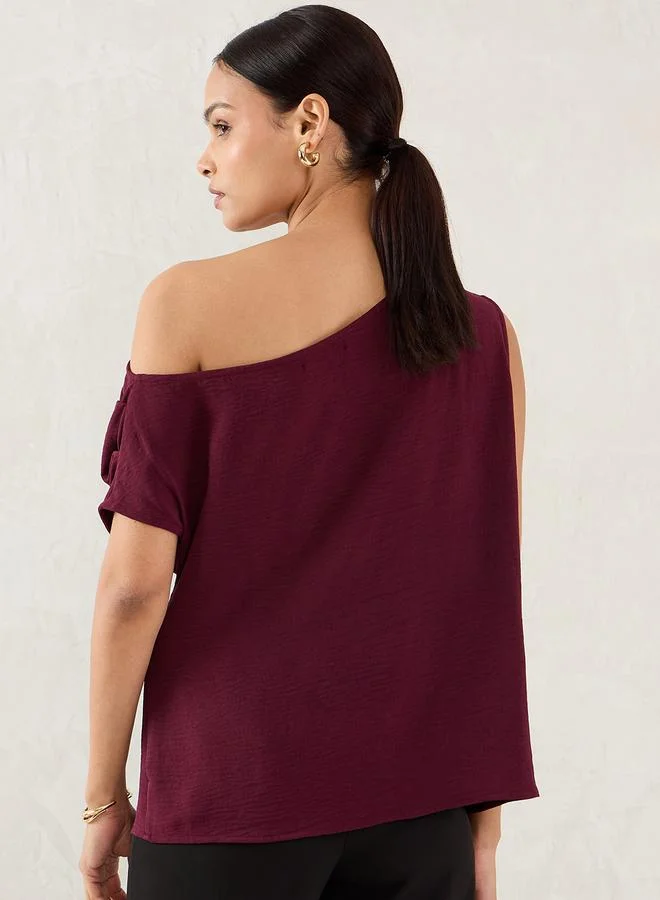 Femmella Femmella Burgundy One Shoulder Sleeveless Top